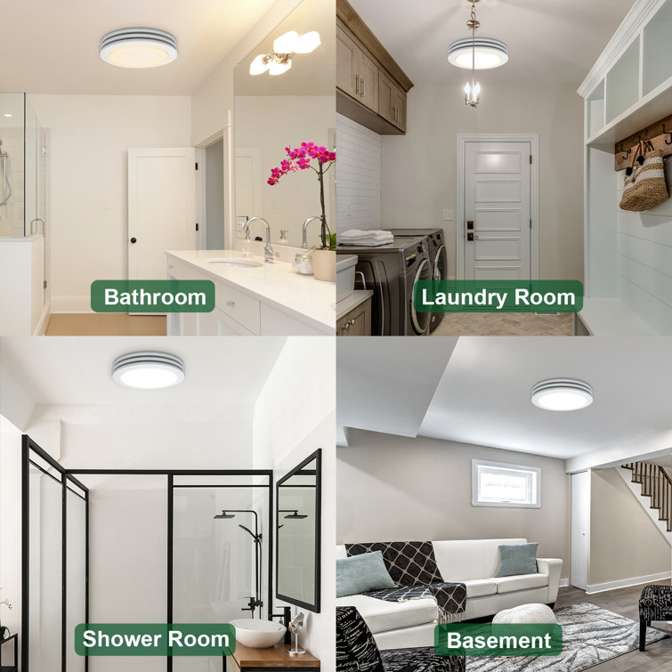 White Acrylic Round Ceiling Mount Bathroom Exhaust Fan with LED Light