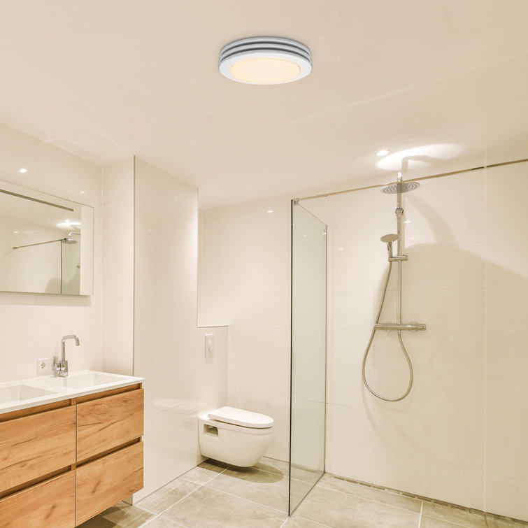 White Acrylic Round Ceiling Mount Bathroom Exhaust Fan with LED Light