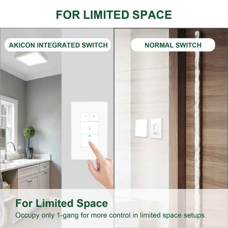 White Tamper Resistant Dimmer Switch for Bathroom Fan and Light