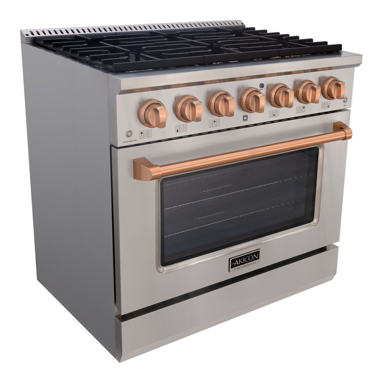 Akicon 36" Stainless Steel Convection Gas Range with 6 Burners
