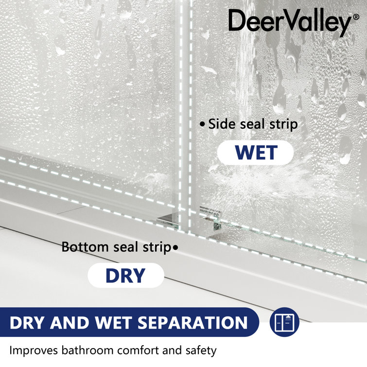 43" Frameless Sliding Shower Enclosure with Clear Glass and Stainless Steel