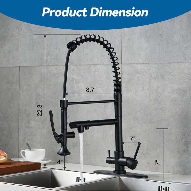 Commercial Style 3-In-1 Pull Down Kitchen Faucet With Drinking Water Kitchen Faucet