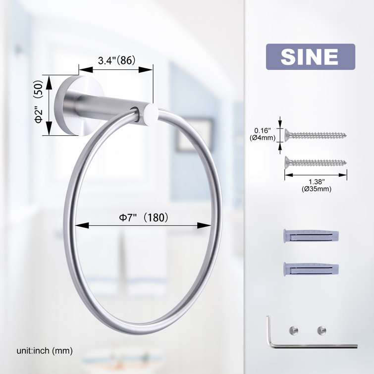 Brushed Nickel Double Wall Mounted Circular Towel Ring Set