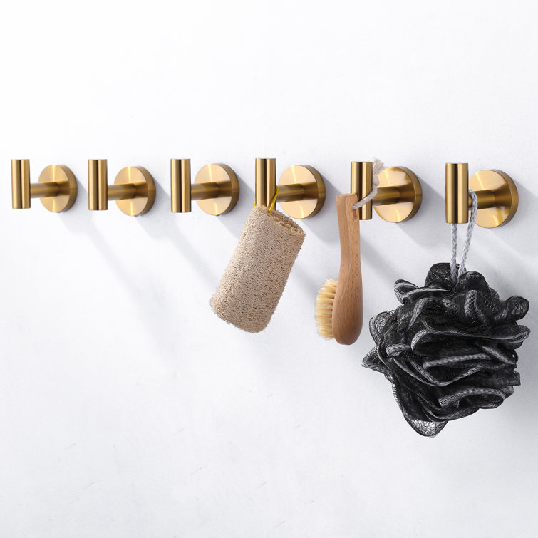 Brushed Gold Stainless Steel Wall Mounted J-Hook Set