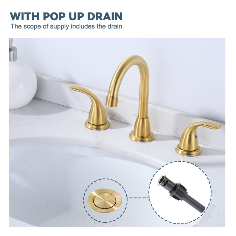 8 Inch Brushed Gold Double Handle Widespread Bathroom Faucet