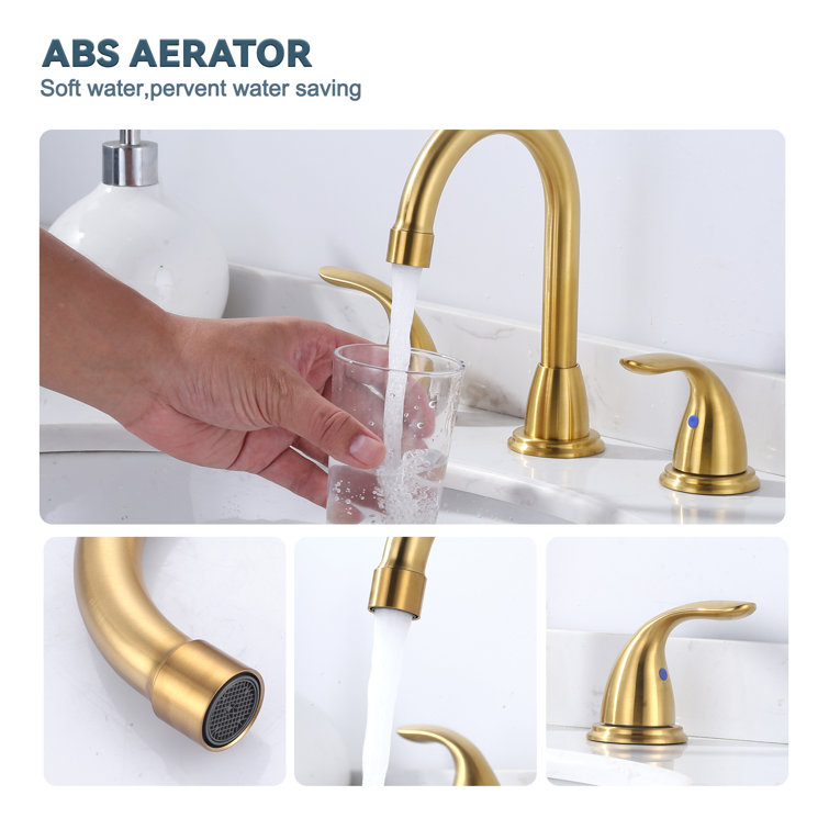 8 Inch Brushed Gold Double Handle Widespread Bathroom Faucet