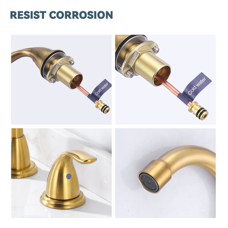 8 Inch Brushed Gold Double Handle Widespread Bathroom Faucet