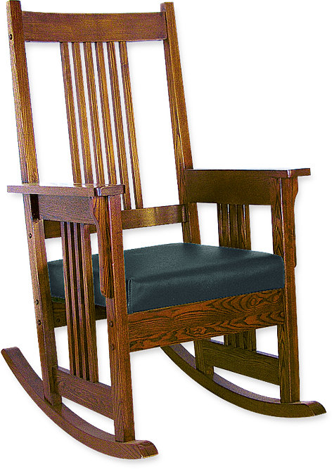 Traditional Brown Leather Upholstered Rocking Chair
