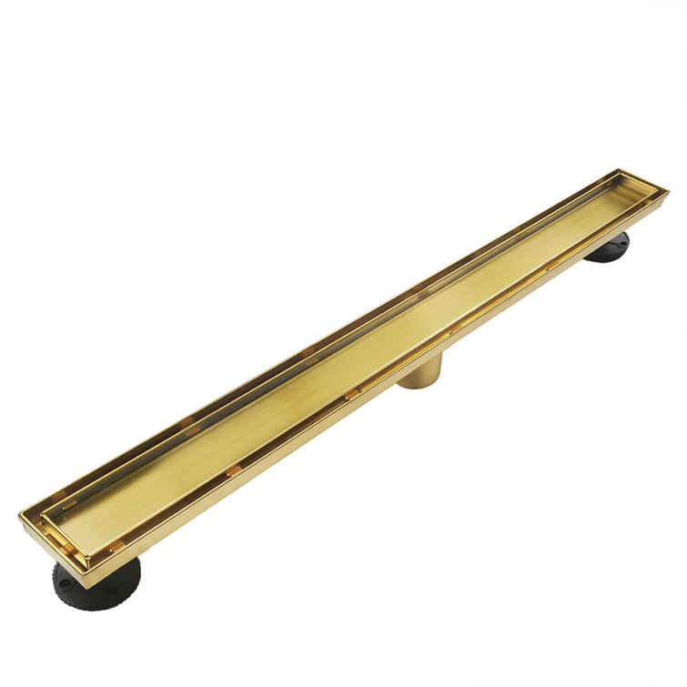 36-Inch Gold Stainless Steel Linear Shower Drain with Tile Insert