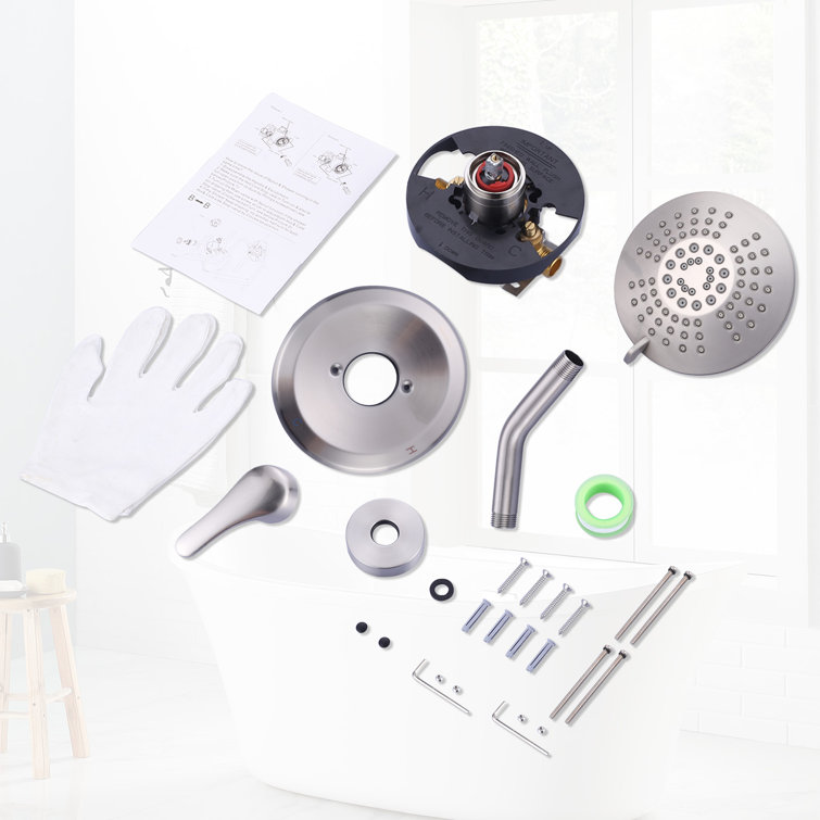 Brushed Nickel 5-Spray Wall Mounted Shower Faucet Set