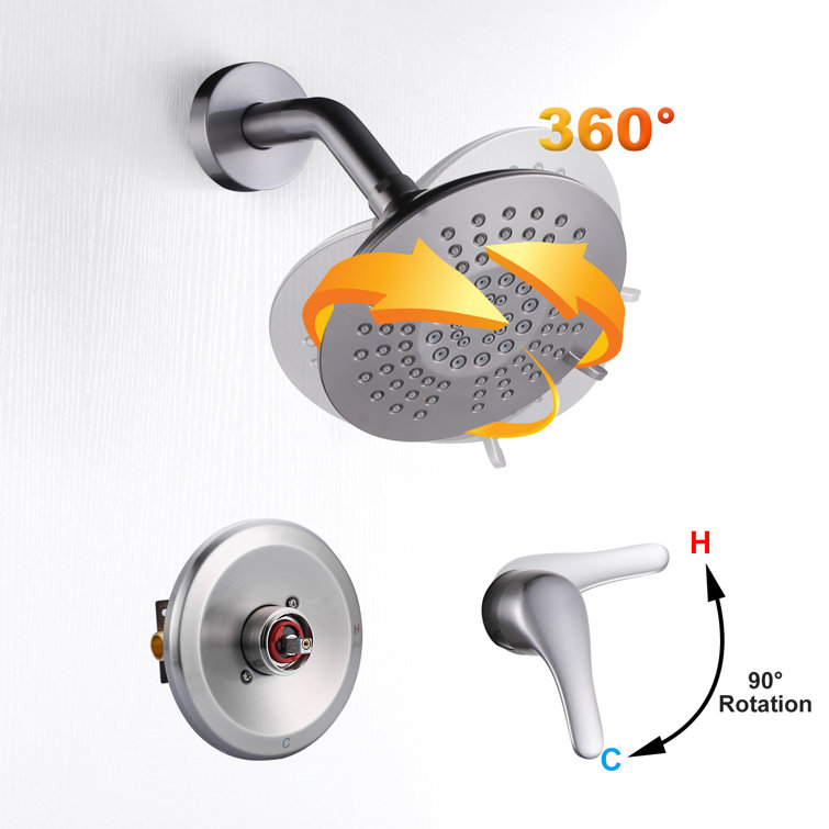 Brushed Nickel 5-Spray Wall Mounted Shower Faucet Set