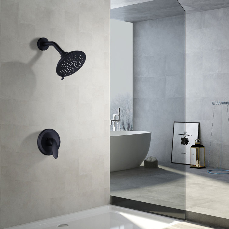 Matte Black Single Handle 5-Spray Wall Mounted Shower Faucet