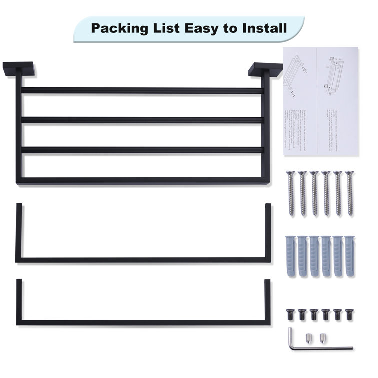 Matte Black 20 Inch Wall Mounted Double Towel Rack