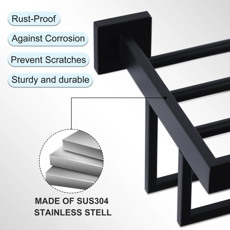 Matte Black 20 Inch Wall Mounted Double Towel Rack