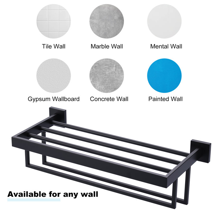 Matte Black 20 Inch Wall Mounted Double Towel Rack