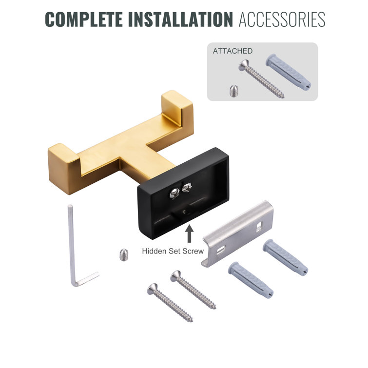 Matte Black and Gold Stainless Steel Double Towel Hook