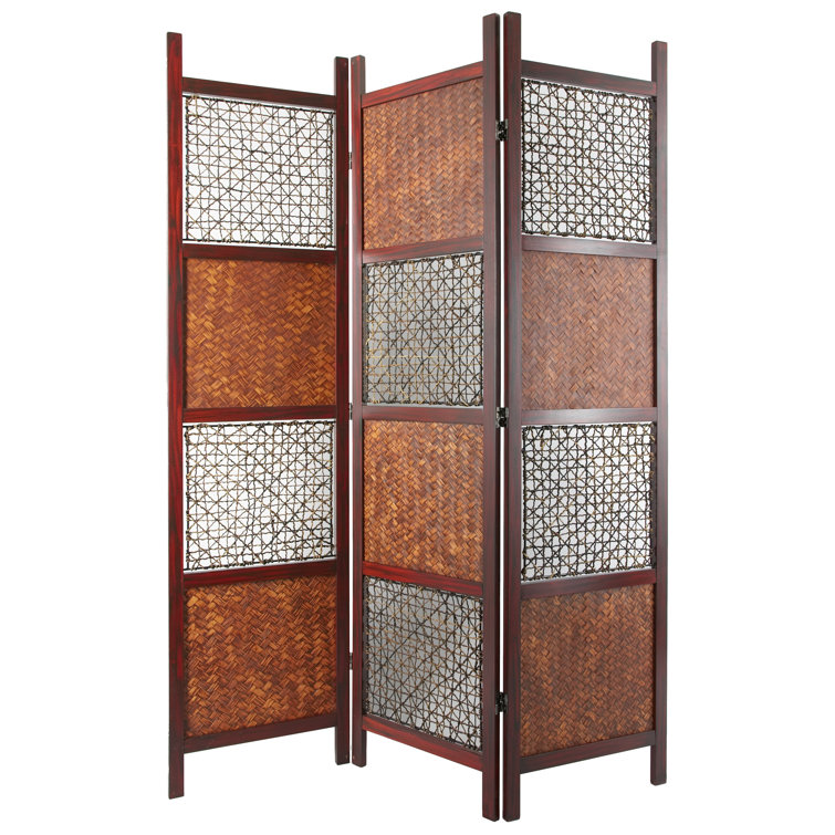 71" x 53" Bamboo and Abaca 3-Panel Folding Room Divider