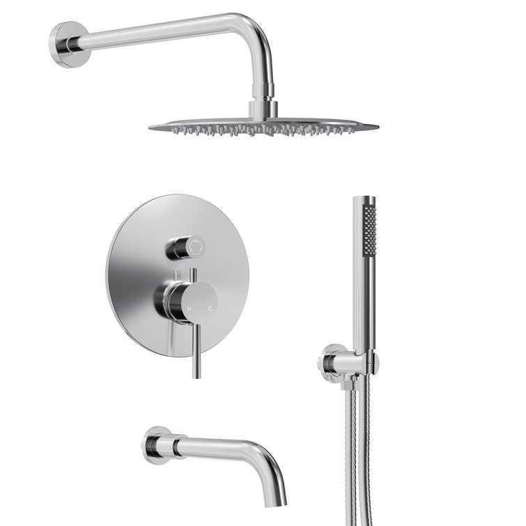 Chrome 10" Rainfall Wall Mounted Shower System with Handheld