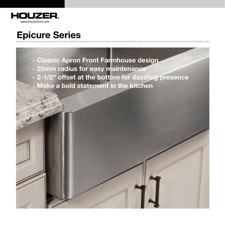 Epicure 33'' Stainless Steel Farmhouse Double Bowl Kitchen Sink