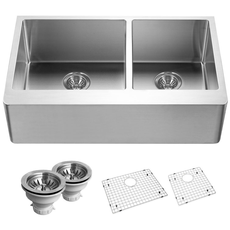 Epicure 33'' Stainless Steel Farmhouse Double Bowl Kitchen Sink