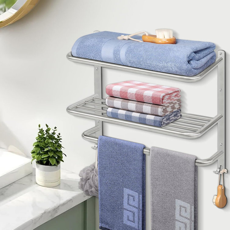 Brushed Nickel 22" Stainless Steel 3-Tier Wall Mounted Towel Rack