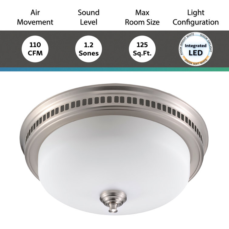Round Brushed Nickel LED Ceiling Mount Exhaust Fan