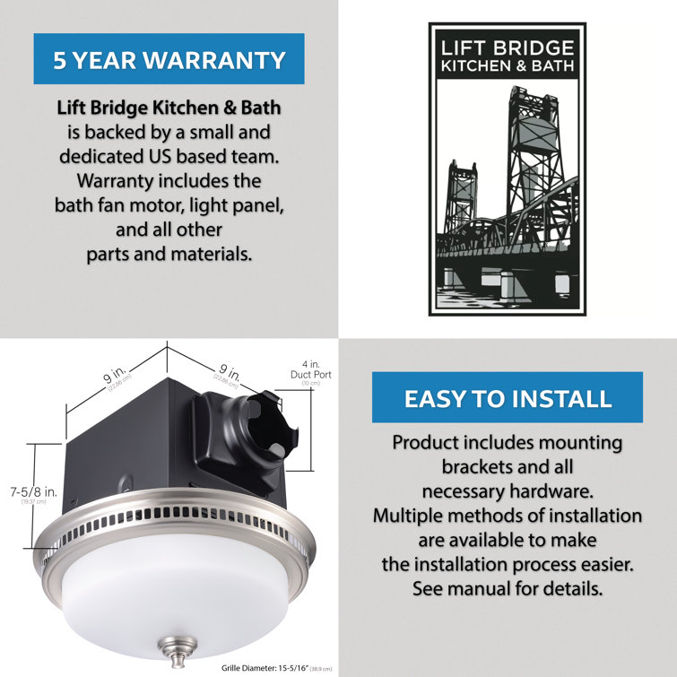 Round Brushed Nickel LED Ceiling Mount Exhaust Fan