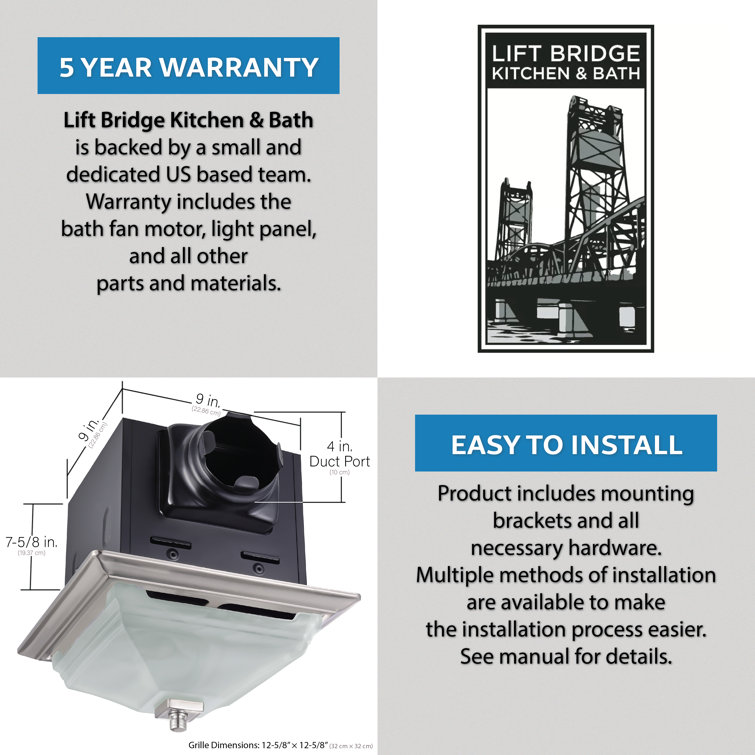 Square Brushed Nickel LED Ceiling Exhaust Fan with Frosted Glass