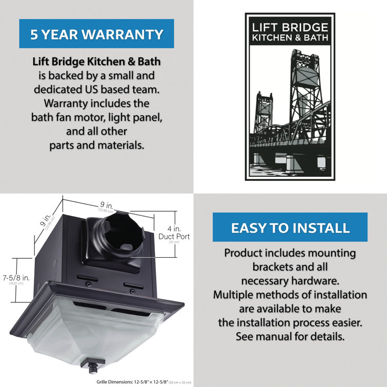 Matte Black Square Metal LED Ceiling Exhaust Fan