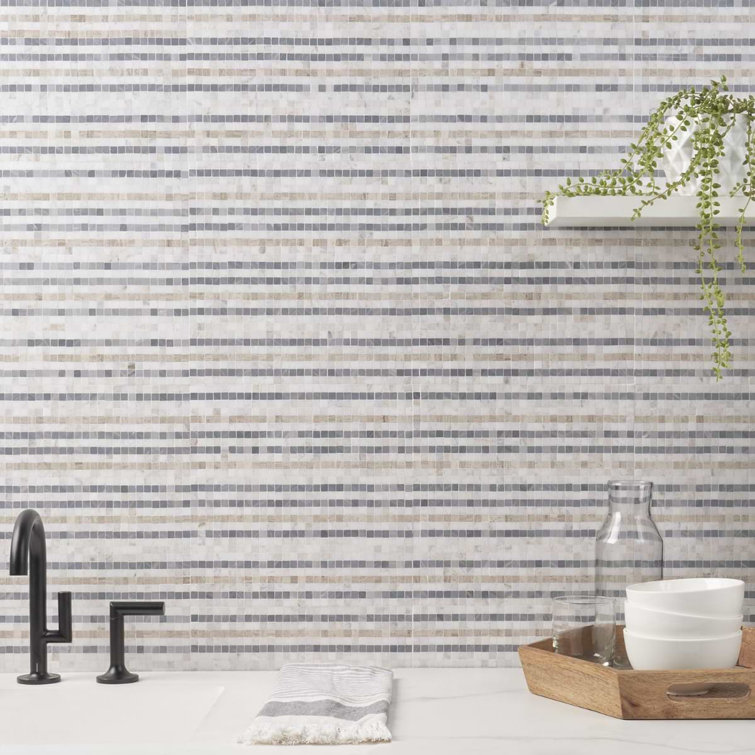 Atomic 12" x 12" Beige Marble Mosaic Tile