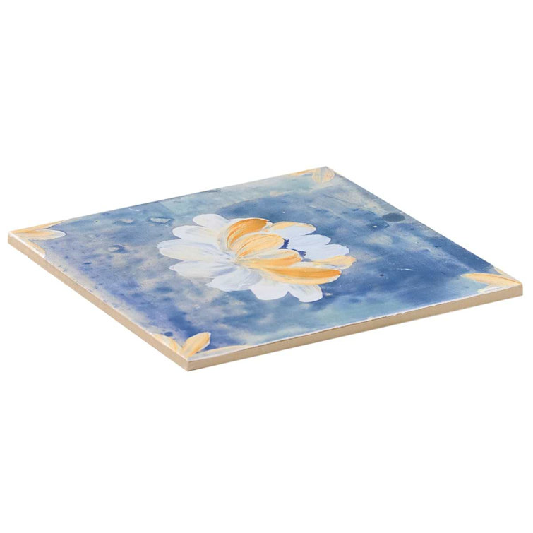 Angela Harris Blue and White Floral Porcelain Wall Tile