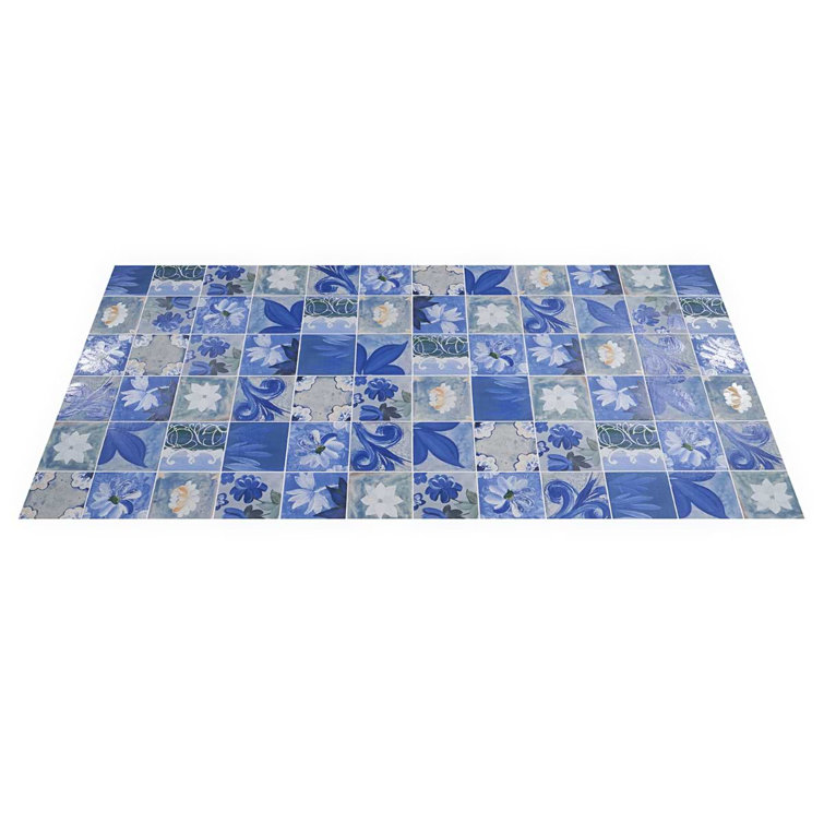 Angela Harris Blue and White Floral Porcelain Wall Tile