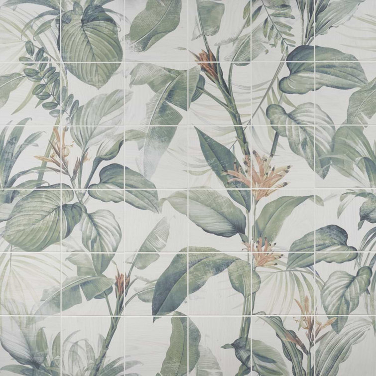 Spring Botanical Matte Porcelain 8" x 8" Tile Mural