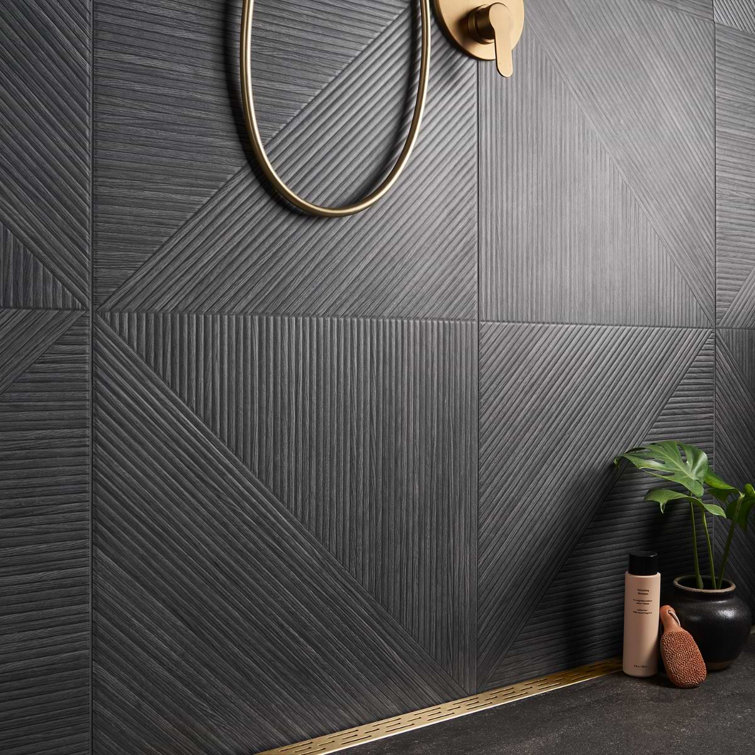 Charcoal Matte Porcelain Wood Look Rectangular Wall Tile