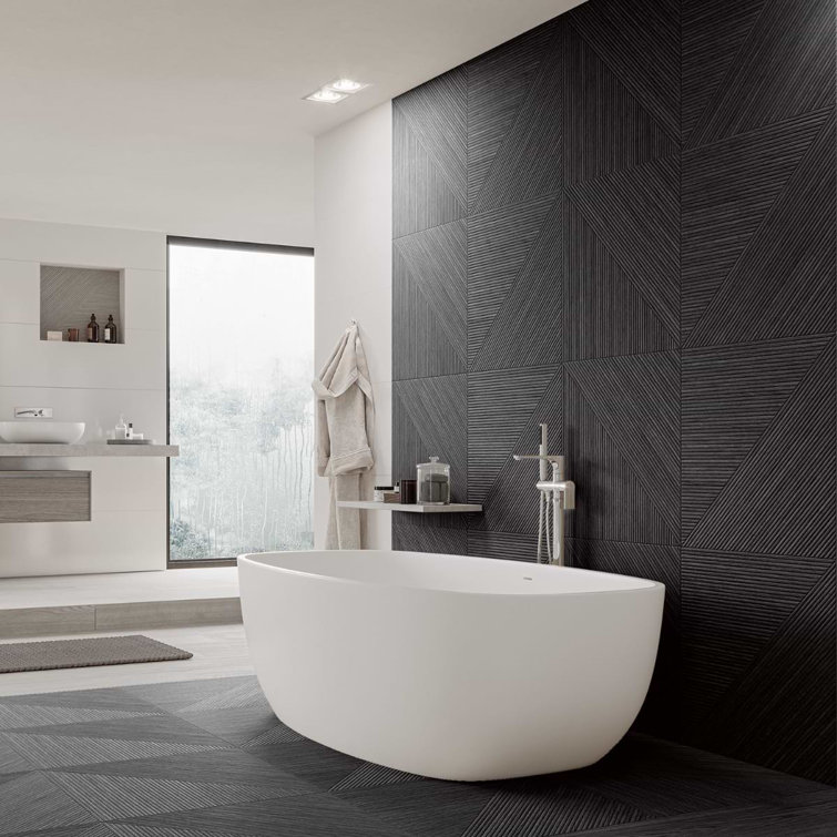Charcoal Matte Porcelain Wood Look Rectangular Wall Tile