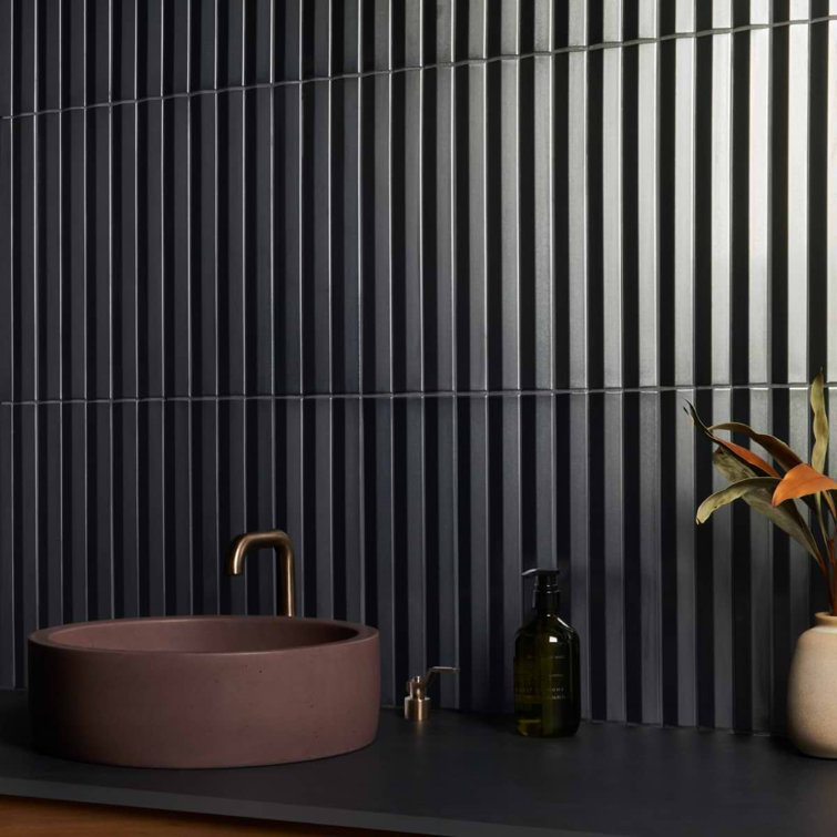 Apex 5" x 16" Gray 3D Polished Porcelain Wall Tile