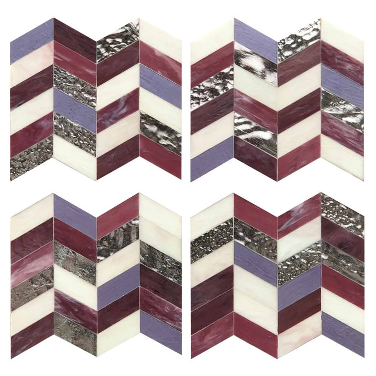Elizabeth Sutton Glory 11.74" Chevron Glass Mosaic Tile