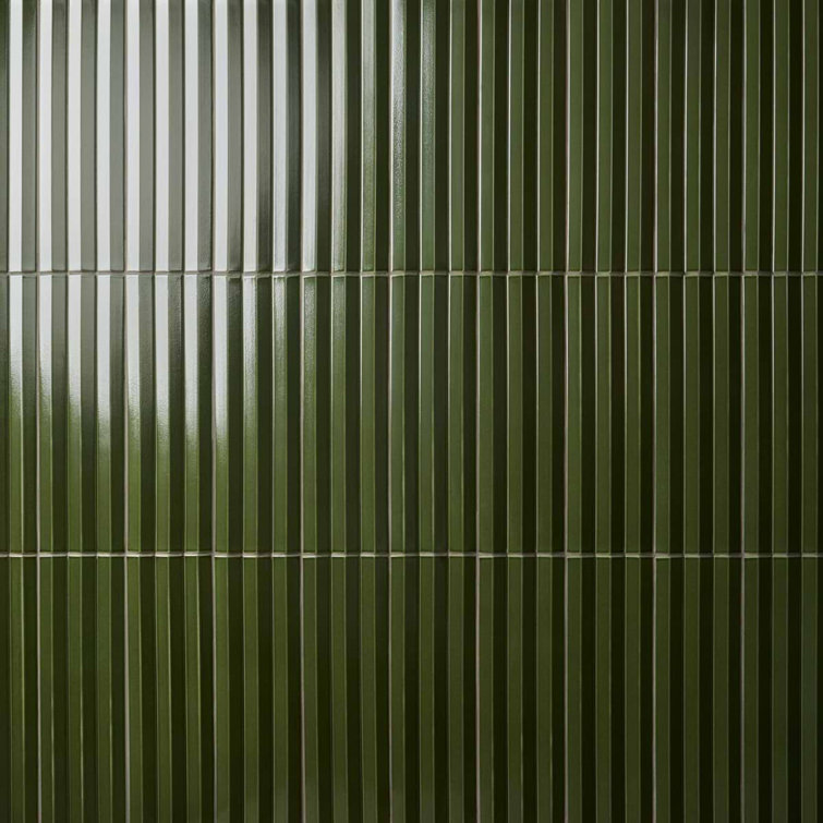 Apex Verde Green 5" x 16" 3D Polished Porcelain Wall Tile