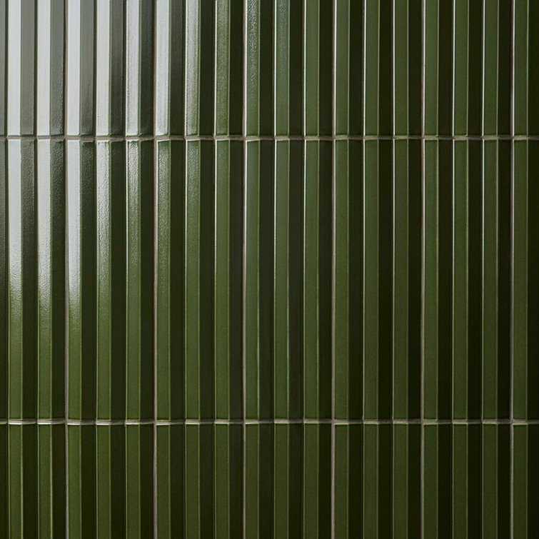 Apex Verde Green 5" x 16" 3D Polished Porcelain Wall Tile