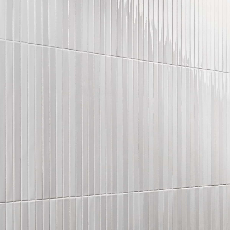 Blanco White Glossy Ceramic Elongated Subway Mosaic Wall Tile