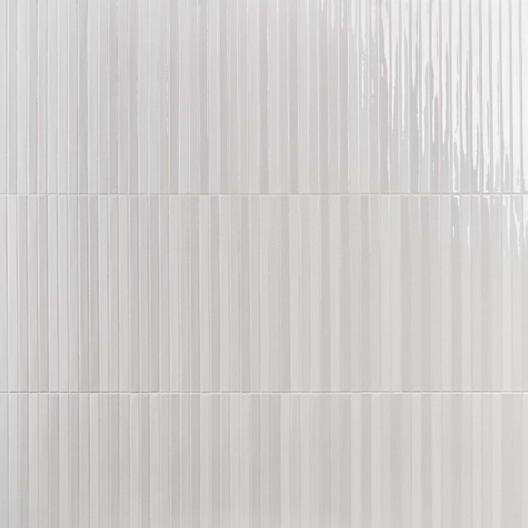 Blanco White Glossy Ceramic Elongated Subway Mosaic Wall Tile