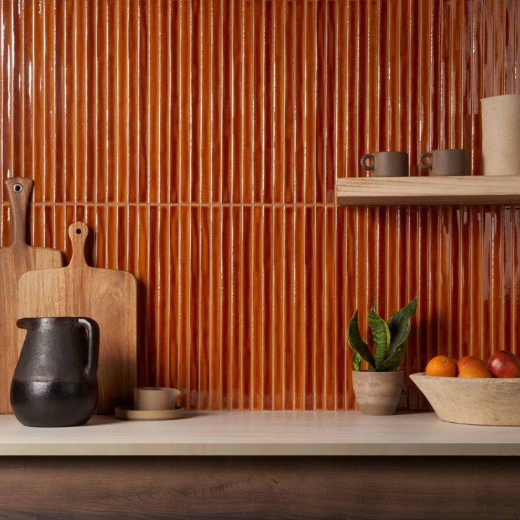 Honey Brown Glossy Ceramic Mosaic Wall Tile Sheet