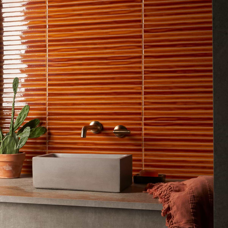 Honey Brown Glossy Ceramic Mosaic Wall Tile Sheet
