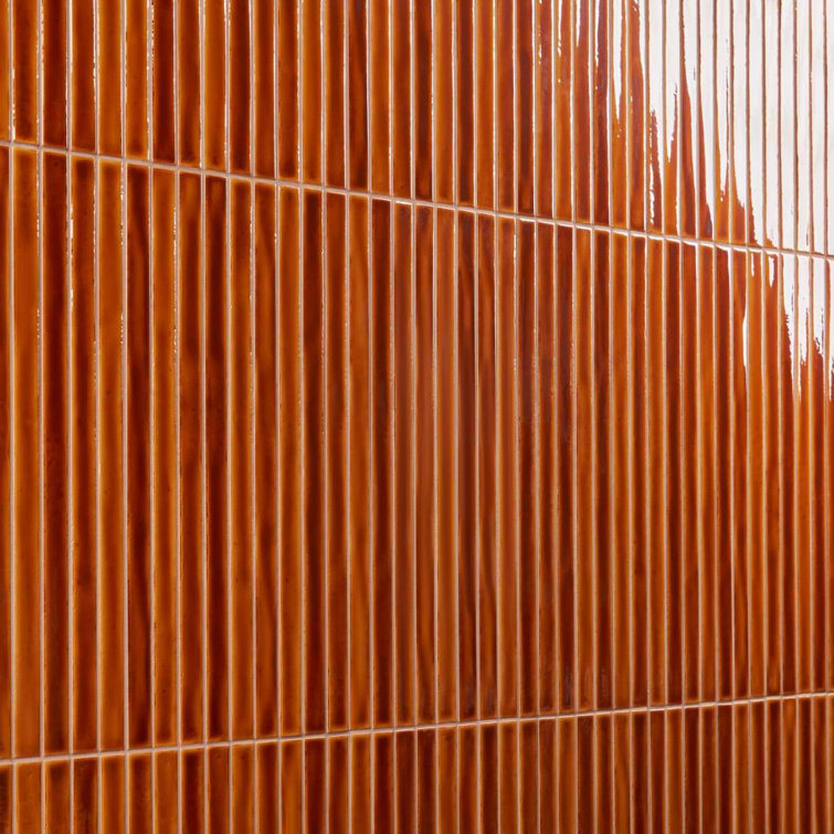 Honey Brown Glossy Ceramic Mosaic Wall Tile Sheet