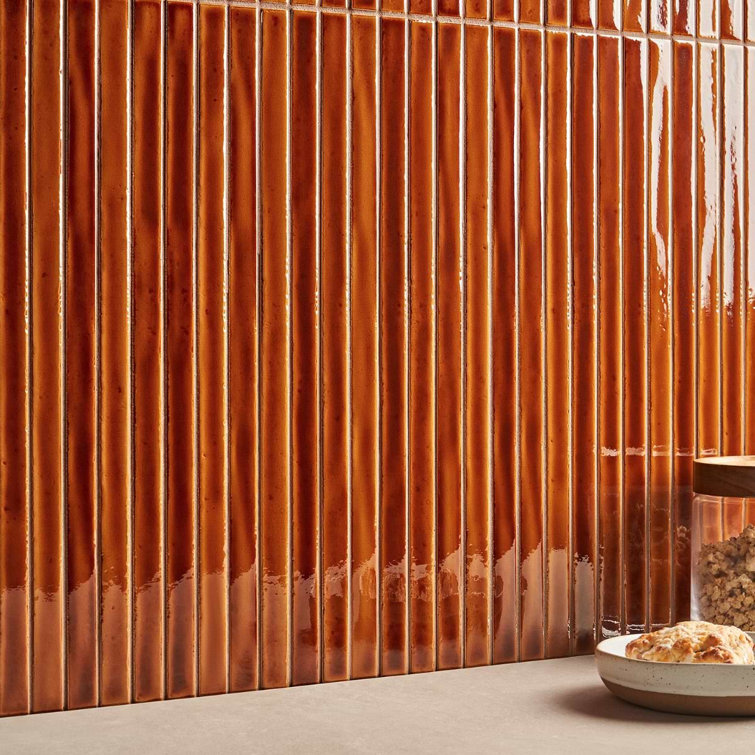 Honey Brown Glossy Ceramic Mosaic Wall Tile Sheet
