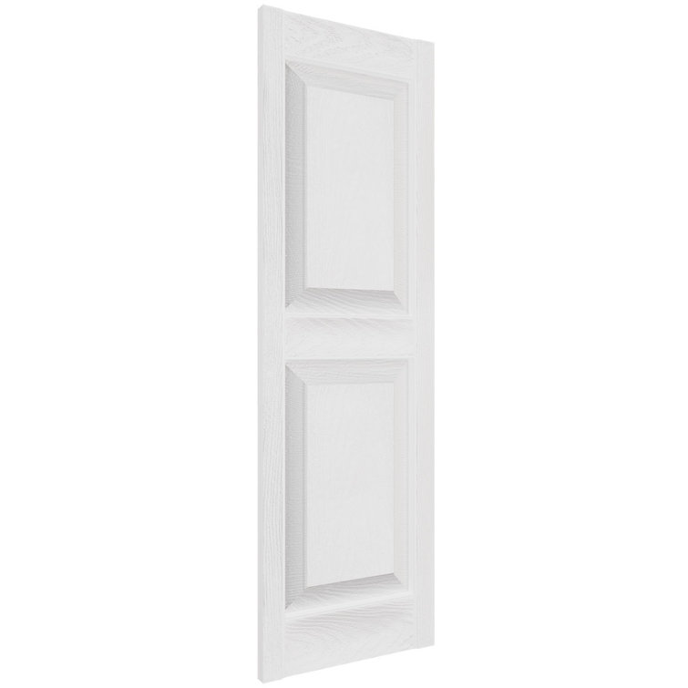 White Vinyl Raised Panel Shutters Pair, 12" x 66"