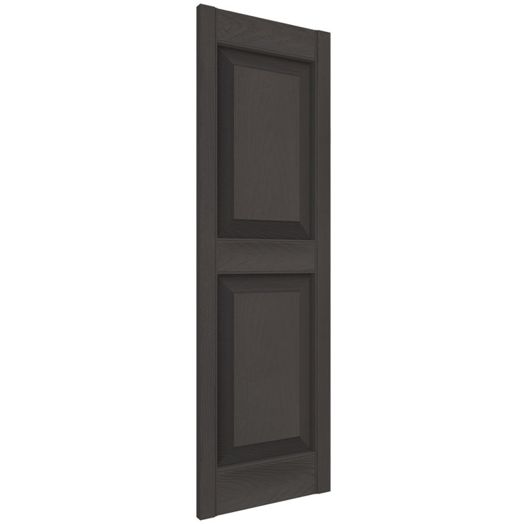 Tuxedo Grey Vinyl Raised Panel Shutters, 12"W x 58"H