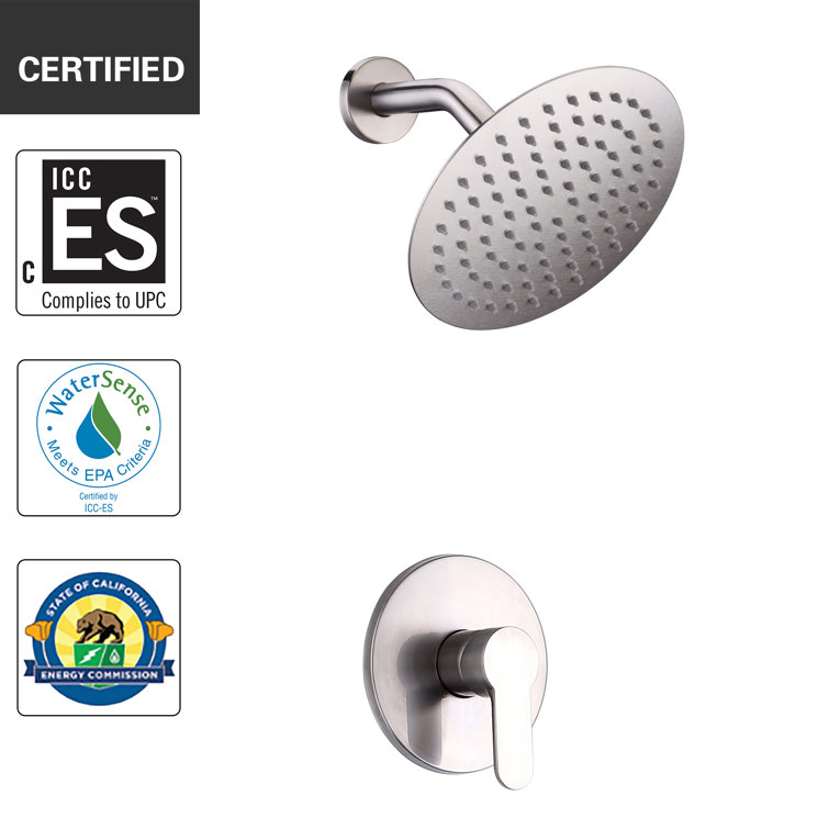 Brushed Nickel Wall Mounted Adjustable Rain Shower Head