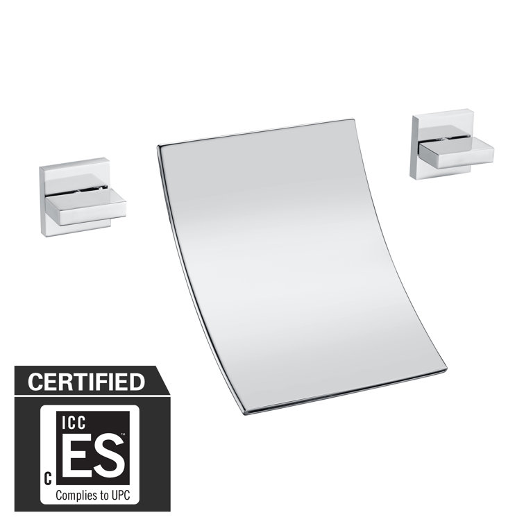 Chrome Waterfall Wall-Mounted Bathtub Faucet with Dual Handles