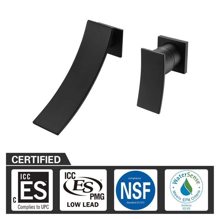 Matte Black Nickel Wall Mount Waterfall Bathroom Faucet